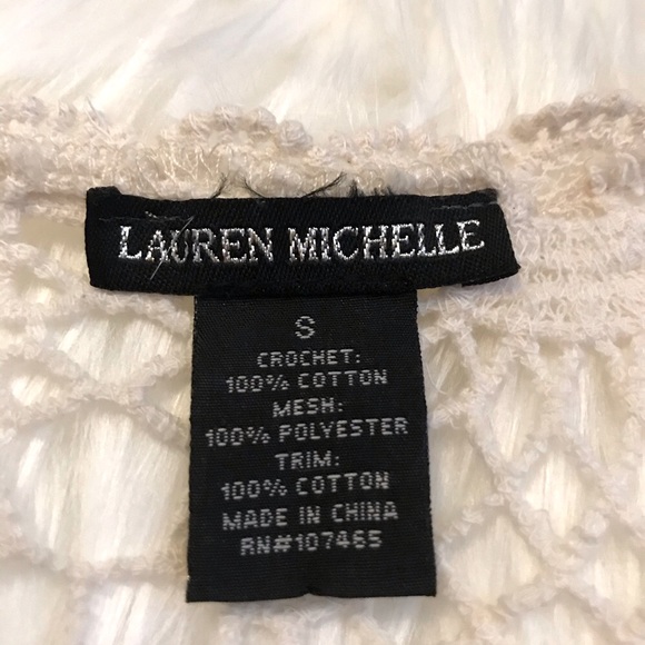 LAUREN MICHELLE crochet mesh swim cover-up cream S - Picture 7 of 9